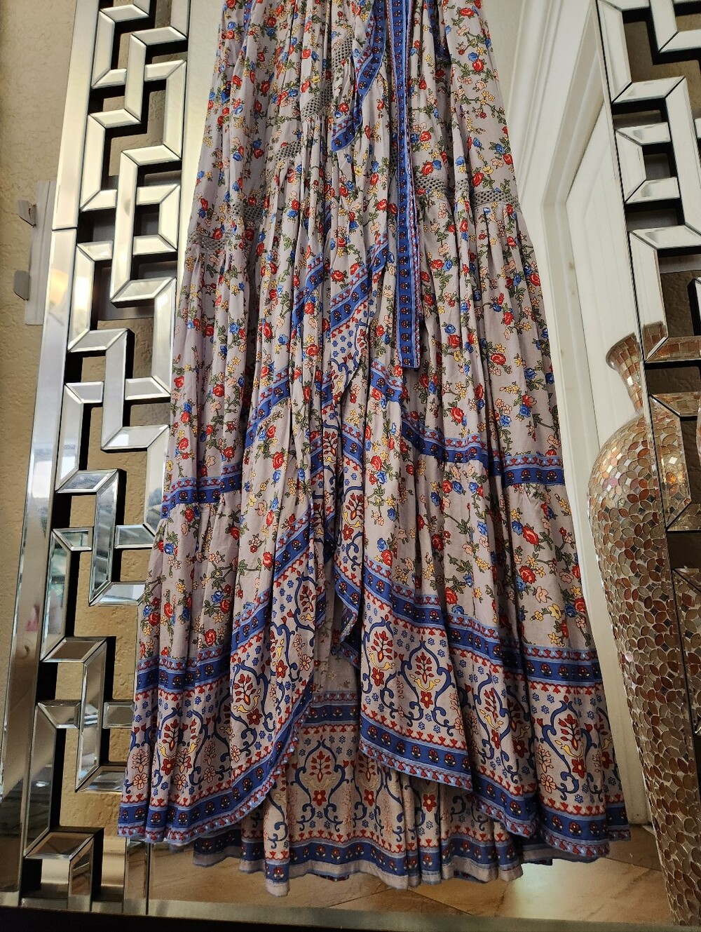 Tulle and Batiste Blue Floral Maxi Wrap Dress - Picture 6 of 11